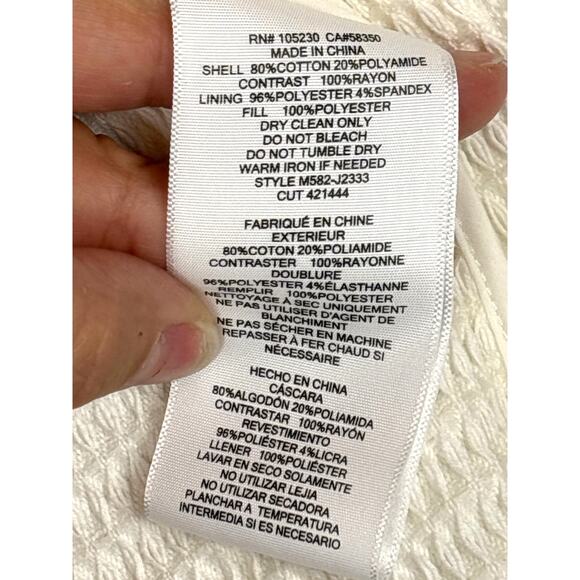 JOIE Women’s Small Jenika White Textured Cotton Blend Woven Zip-Up Blazer Jacket - Picture 7 of 9